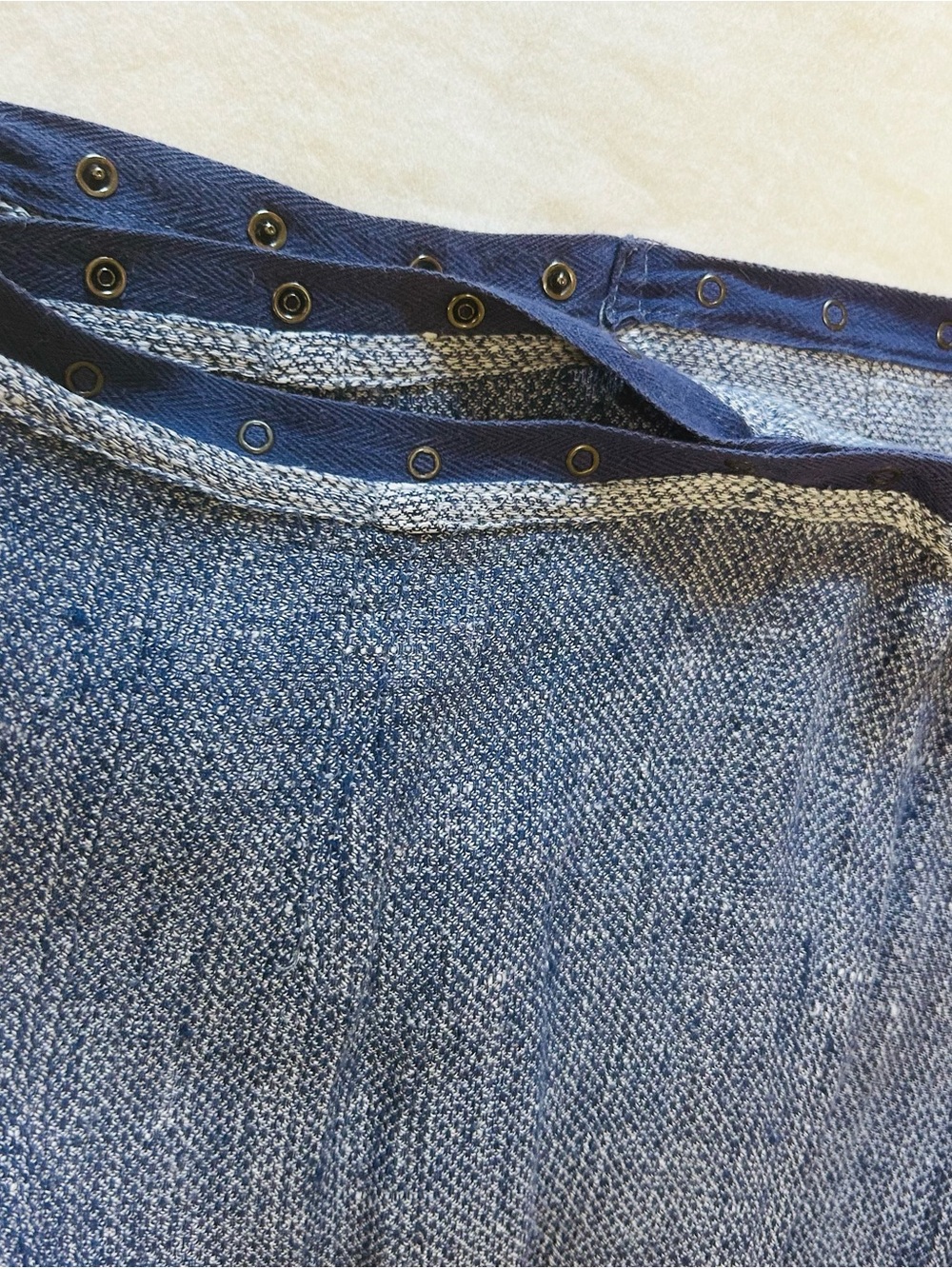 Vintage 70s 80s Reversible Blue Tweed Adjustable Snap Wrap Midi Skirt M L - Picture 4 of 11